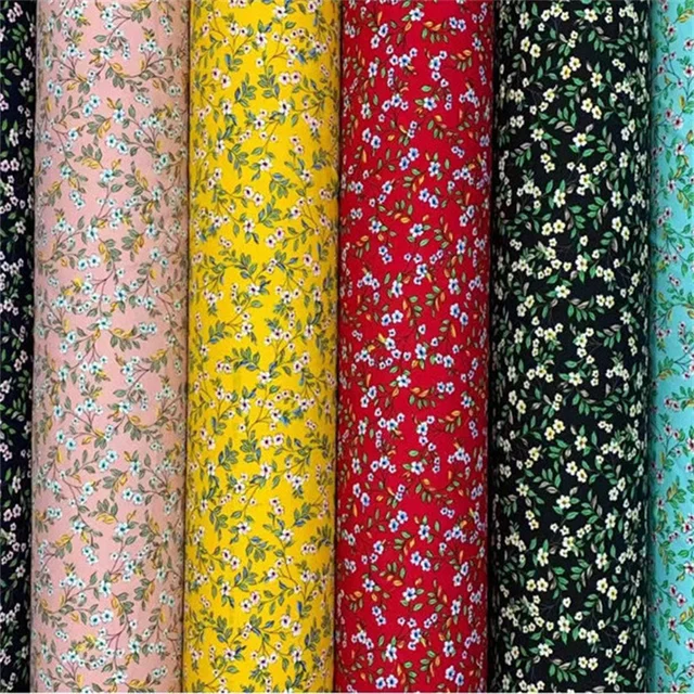 Slub Hawaiian-Fabric-Wholesale Silk Textile 100% Rayon Flower Pattern Printed Fabric