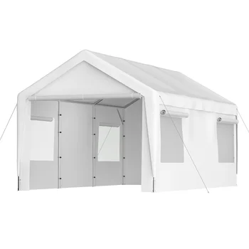 Carport Canopy 12x20 FT Heavy Duty Boat Car Canopy Garage with Removable Sidewalls and Roll-up Ventilated Windows