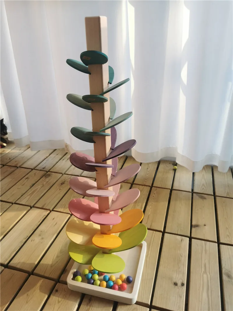 Petals Assembly Marble Run Balls Tracking Blocks Rainbow Music Sounding Trees Wooden Educational