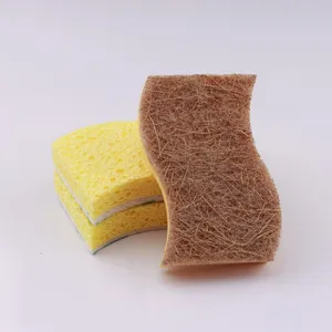 Chinese Manufacture Bamboo Fibre Sponge Cellulose Sponge with Scouring Pad Biodegradable Sponges for Dishes