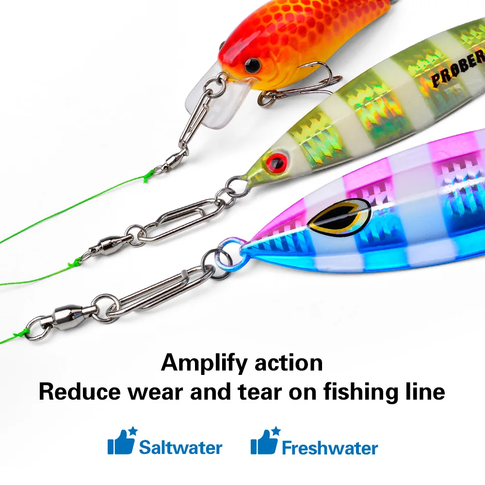 Girelle Snodo Con Moschettone In Acciaio Inox Per Pesca - Lotto Da 50 O 100 Pezzi, Argento