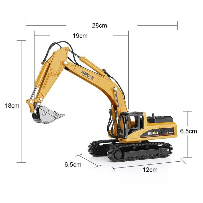 Huina 1611 1:50 Scale 2-in-1 Die-cast Excavator And Dumper Engineering ...