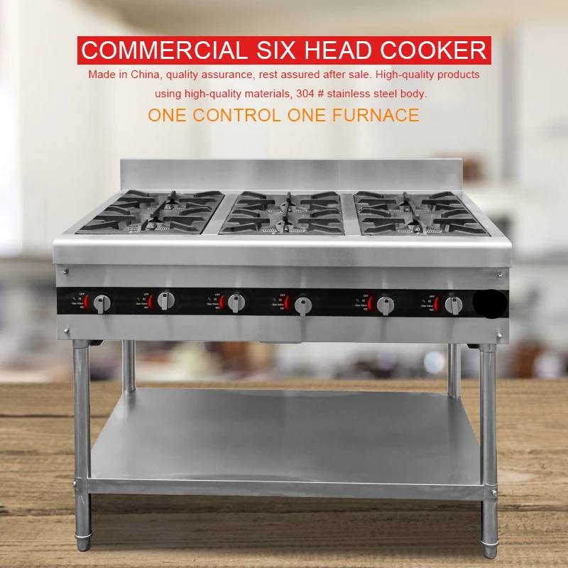 Yoslon Commercial Kitchen 6 Burner Freestanding Gas Stove With Oven