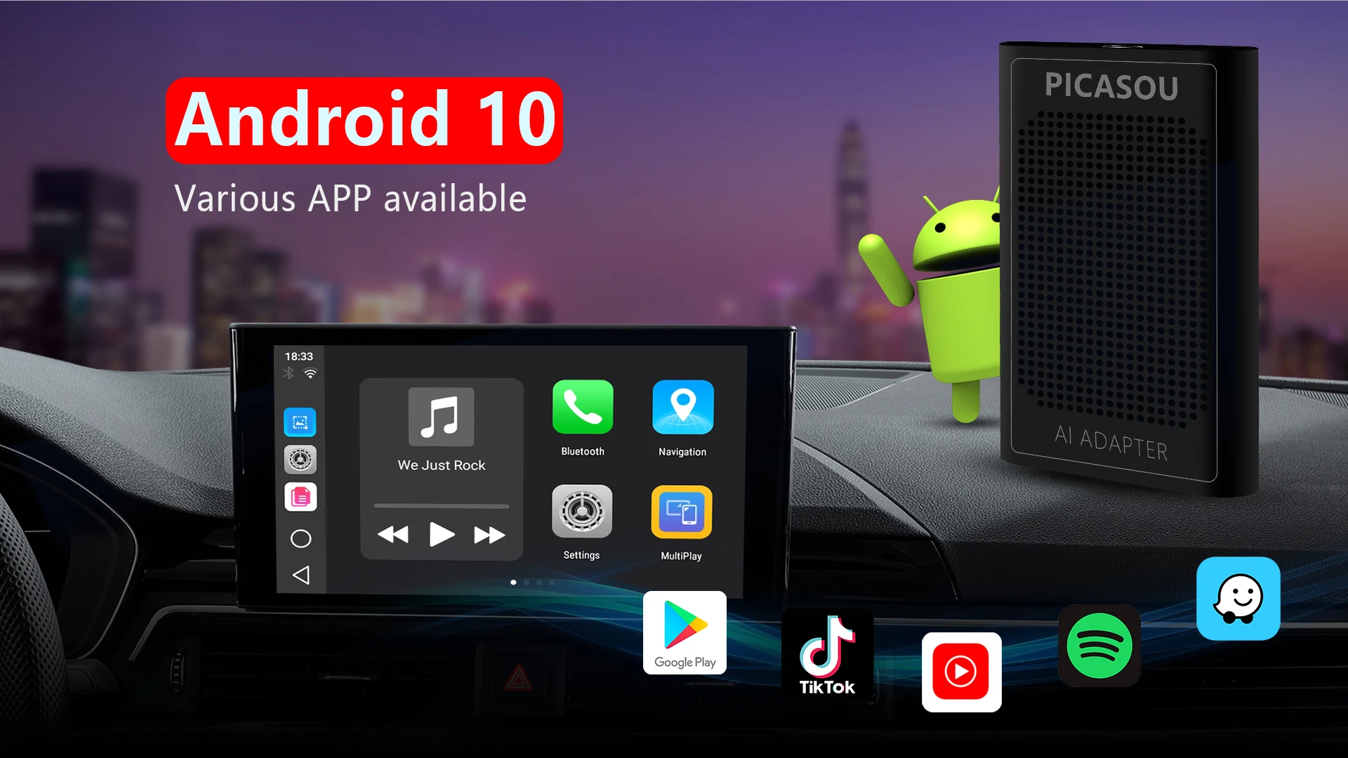 Carplay Ai Box Mini Android10 Box Apple Car PlayワイヤレスAndroid 