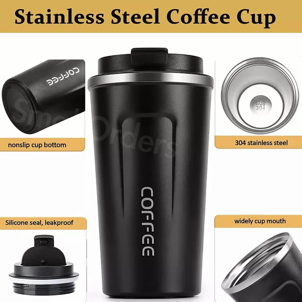 Portable Reusable Tumbler Coffee Travel Mug 12 oz Spill Proof Stainless Steel Coffee Cup with Leakproof Lid for Hot/Cold Drinks