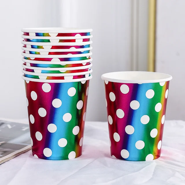 Disposable Paper Cup Beverage Paper Cup Biodegradable Gold Silver Stamping Paper Cup for Hot Water