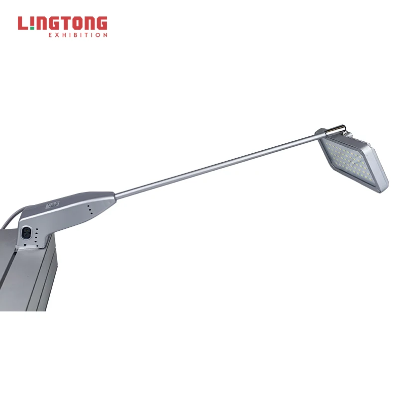 Factory Direct 30W LED Exhibition Long Arm Light Display Clip Lamp Silver/Black CE Certified Multi-Color Temperature for Shell