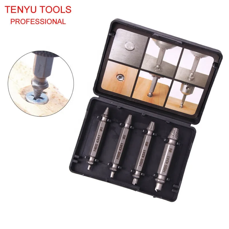 Phego Dañado Extractor De Tornillos, Tornillo Removedor Y Extractor Set - Conjunto De 4 Dañado Tornillo Removedor (4 Pcs