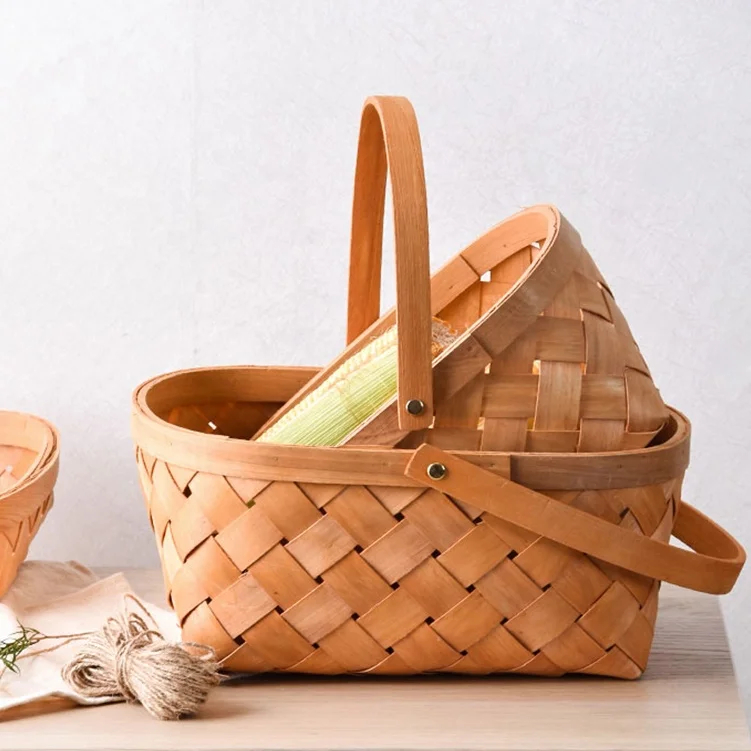 Hand Weaved Wood Basket