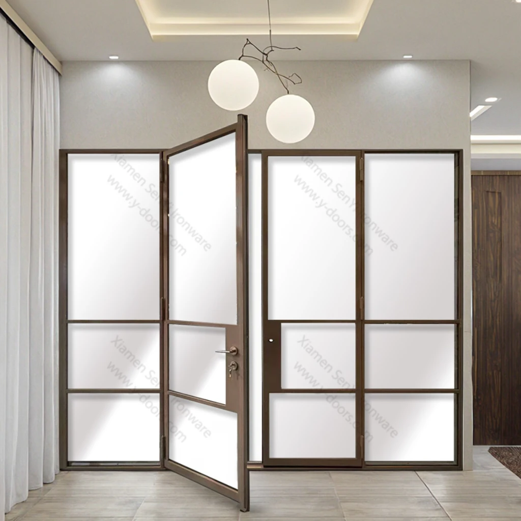 Modern French Style Double Door Iron Framed Entrance for Apartment Villa Exterior Entry Hall Living Room supplier
