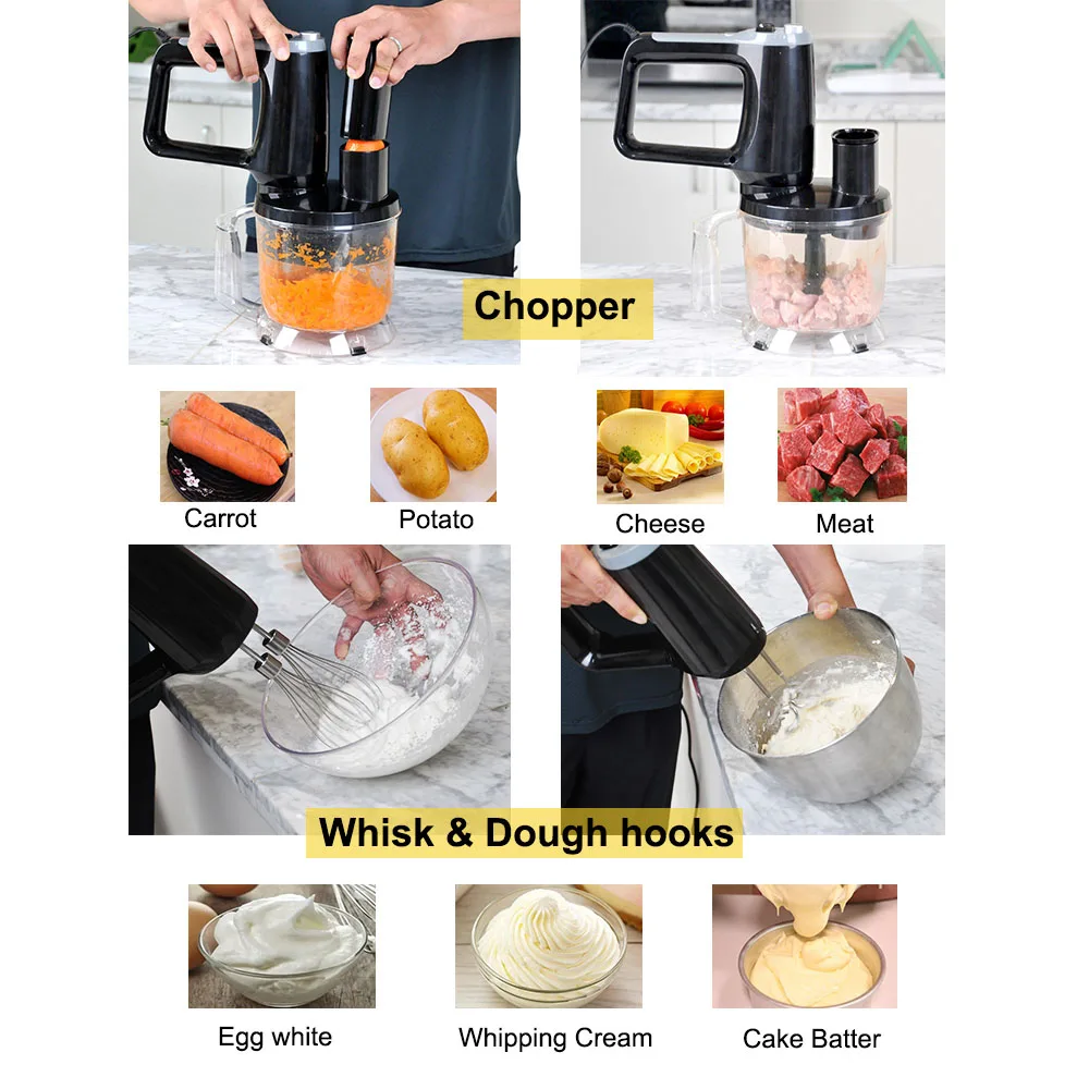3in1 Mixture Machine Kitchen Immersion Handheld Metal Juicer Blender Machine with Whisk for Making Fruit Juice Commercial 2024