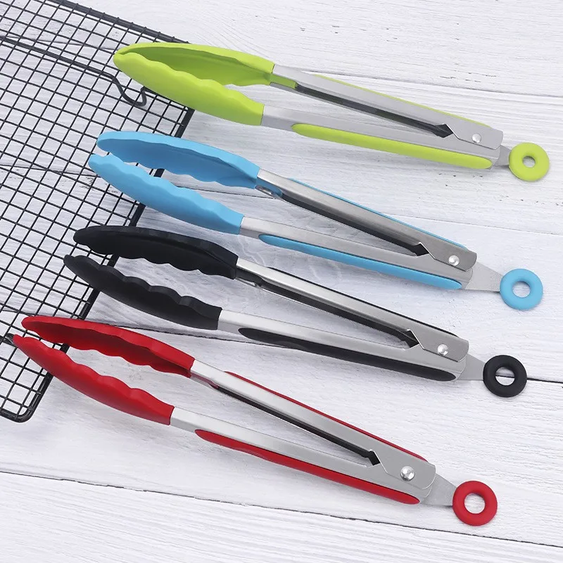 Premium Silicone BPA Free Non-Stick Stainless Steel BBQ Cooking Kitchen Tongs details