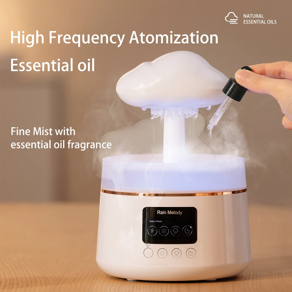 Dropshipping Products 2026 Silent Rain Cloud Raindrop Humidifier Electric Aroma Diffuser Tabletop 300ml Portable for Indoor