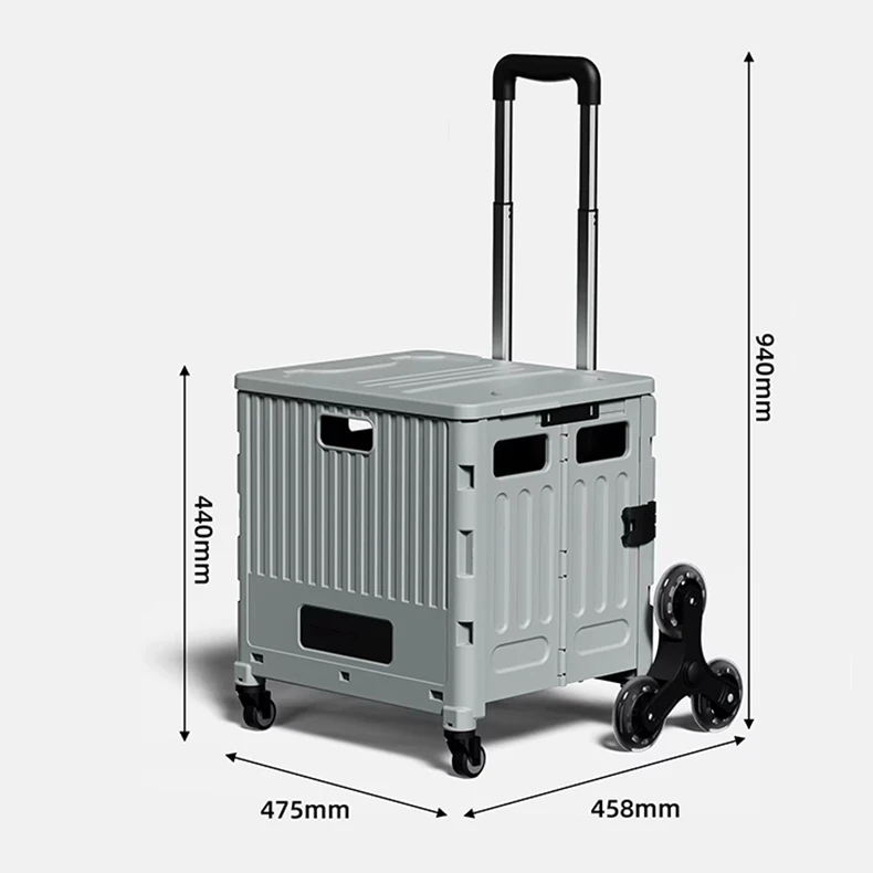 Stall Item Organizer Storage Containers Foldable Trolley Storage Cart Portable Folding Utility Cart with Lid details