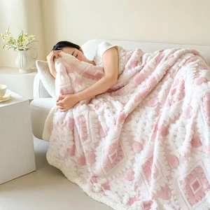 Cationic Dyeing Soft Warm Lightweight Sherpa Fleece Throw Blanket for Home Bedroom Cozy Warm