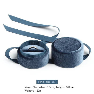 Elegant Mini Velvet Jewelry Box with Round Circle Ribbon  Premium Gift Packaging for Rings