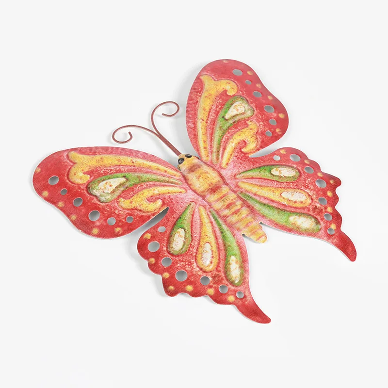 Metal Butterfly Wall Art metal insect 3D Butterflies Wall Sculpture Hanging for Indoor and Outdoor, 3 Pack Red