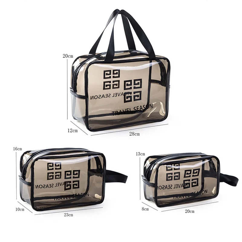 Amich JD02 Custom LOGO Large Capacity Transparent PVC Makeup Bag Travel Waterproof Makeup Organizer Bag