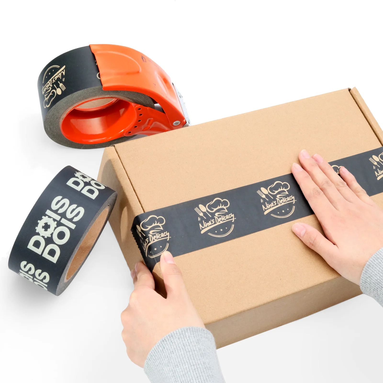 Custom Colored Eco Friendly Degradable  Gummed 3 Inch Printed Parcel Package Kraft Paper Adhesive Tape with Logo