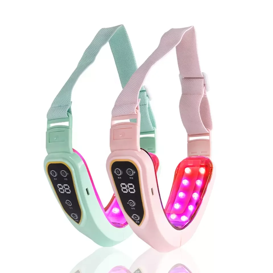 Facial Lifting Device LED Photon Therapy Facial Slimming Vibration Massager Double Chin V Face Shaped Cheek Lift Belt Machine