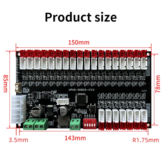Upus Rs485 Communication Protocol Electromagnetic Lock 25CH Controller Smart Locker Lock Control Board Vending Machine Board