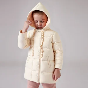 New Children Padded Jacket Medium Long Outwear Solid Kids Winter Clothing Cotton Down Boys Girls Coat with Hooded