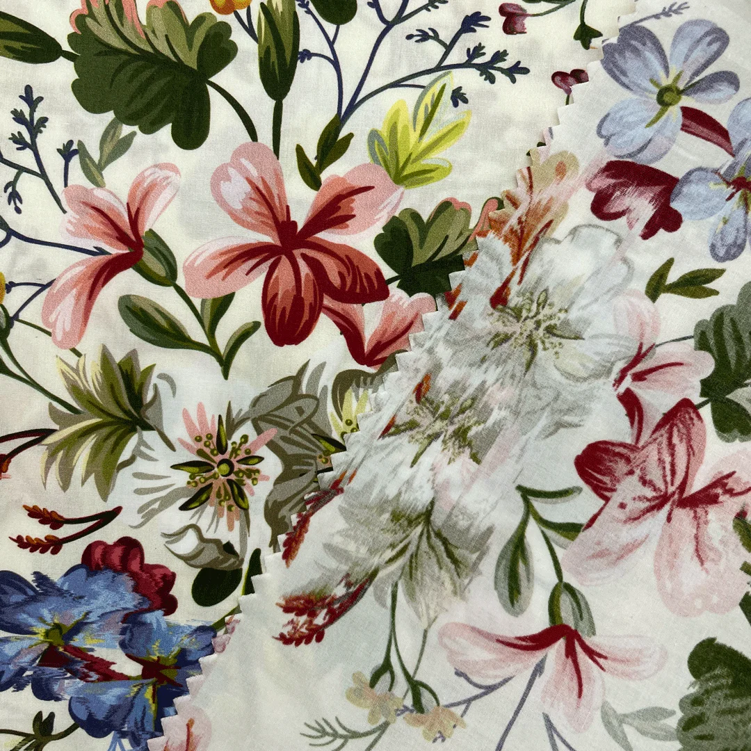 Высокое Качество No MOQ индивидуальный дизайн цифровой печати легкий 100% хлопок 60S цветочная ткань для