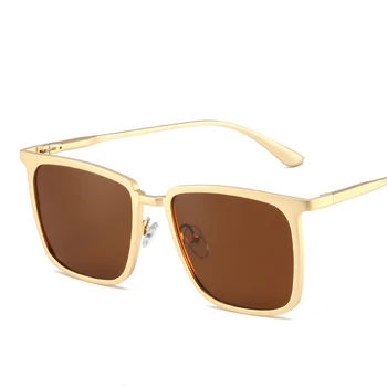 Occhiali Da Sole Oversize Donna Uomo Con Montatura Oro E Lente Sfumata, Stile Designer - Foto 5