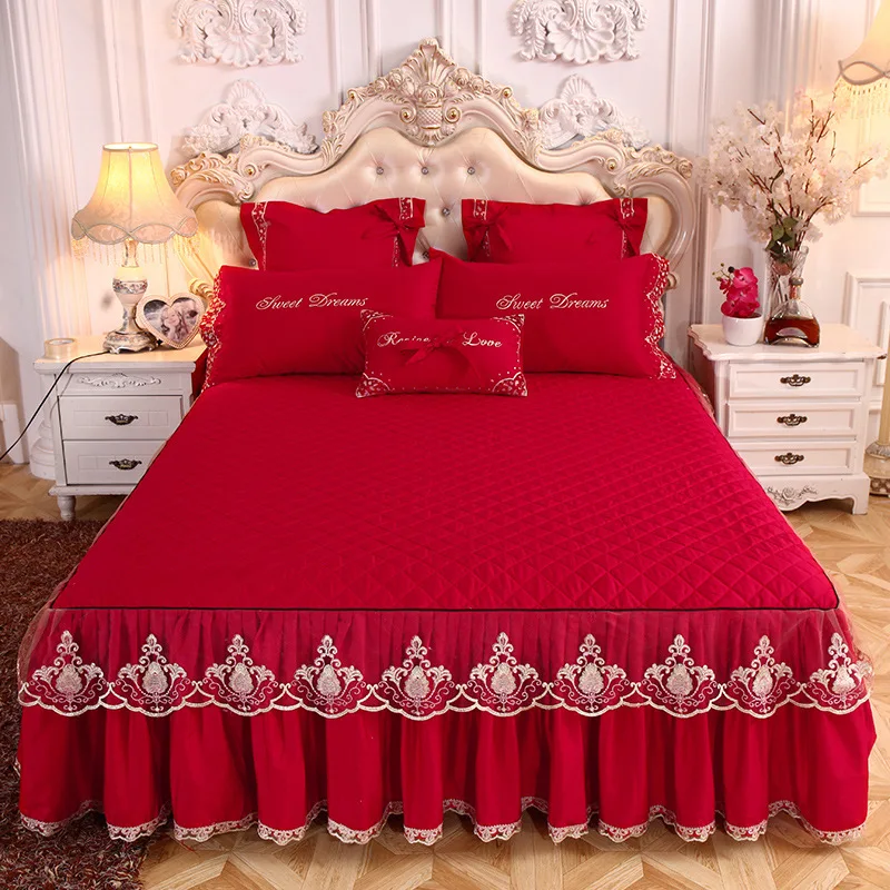 Royal Winter Smooth Fabric Bed Cover Skirt Set,European Girl Princess
