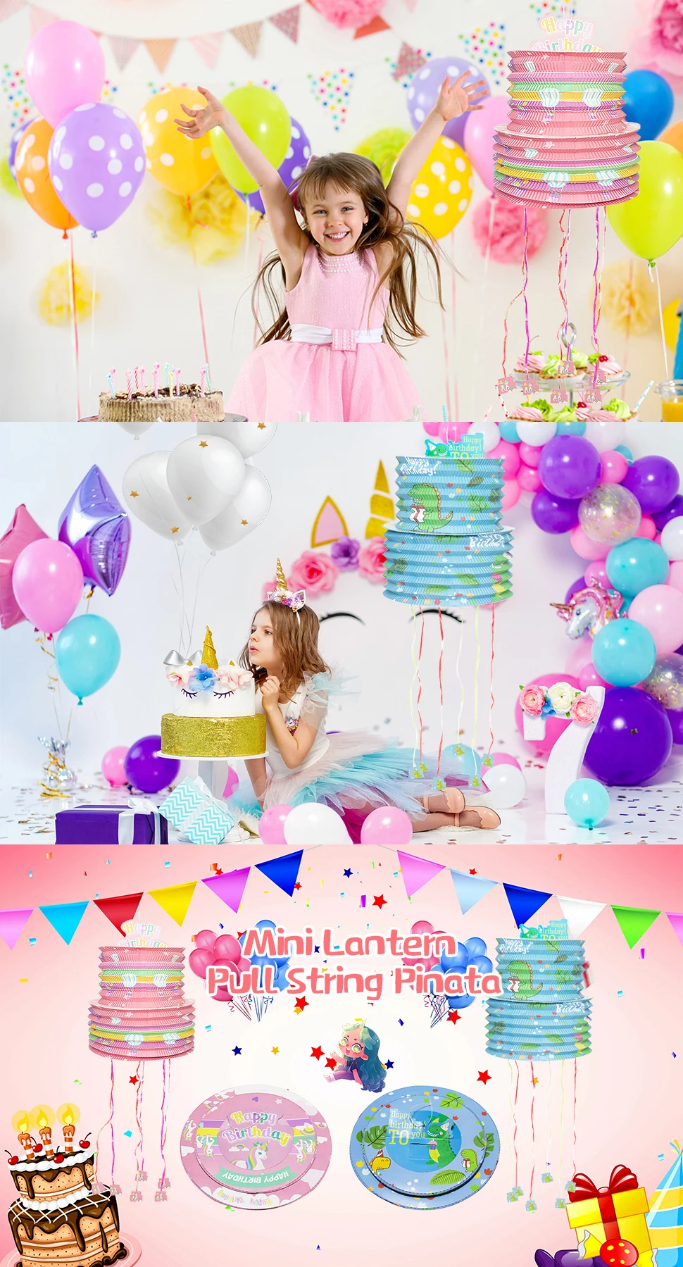 Nicro Foldable Mexican Themed Pony Dinosaur Green Pull String Pinatas