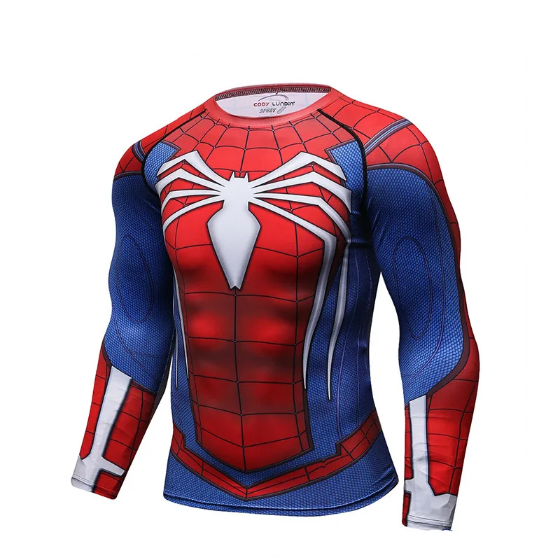 Cody Raglan Sleeve Spiderman 3D Printed T Shirts Men Compression Shirts  Fitness BodyBuilding Clothing