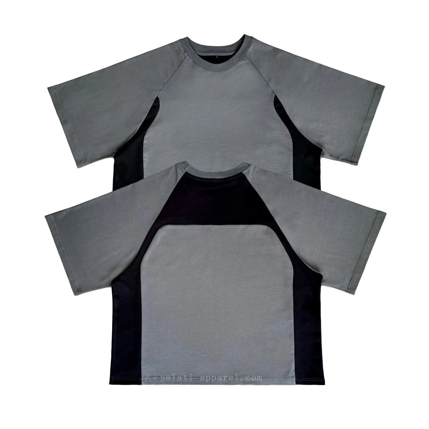Custom High Quality Two Tone Shirt Round Neck Drop Shoulder T-shirts Oversized 230 GSM 100% Cotton Cropped Tee Plain T Shirt Men
