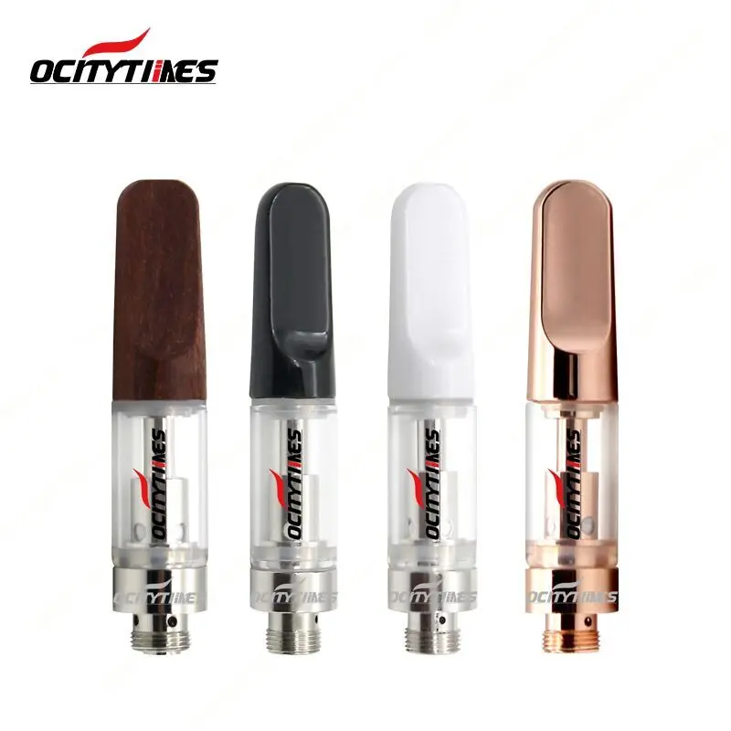 White black Ceramic mouth piece glass tank cartridge 510 refillable cbd oil cartridge 1ml thick oil cart