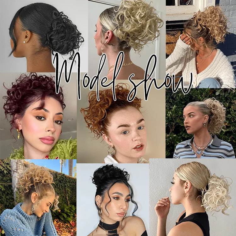 Extensions Cheveux Synthétiques Pour Chignon Court Bouclé - Couleur Gingembre (#70503A) - Neuf