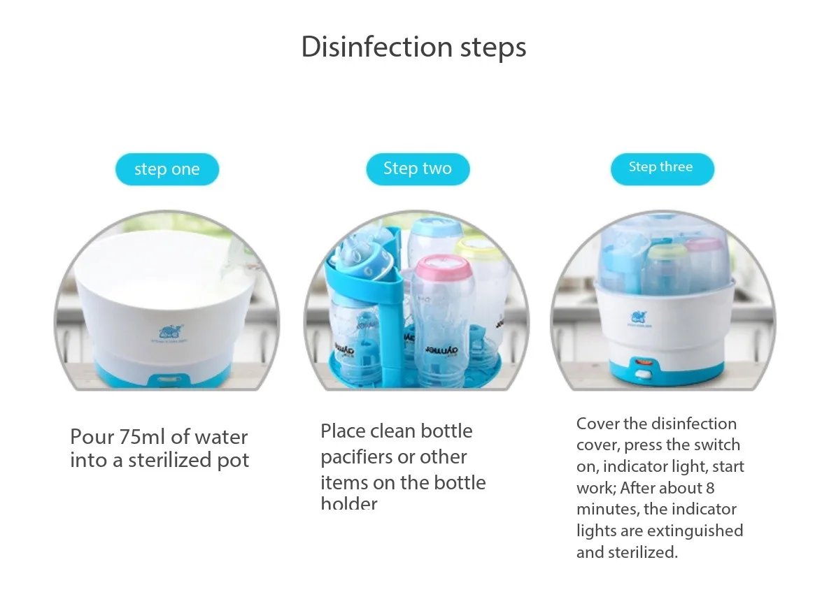 Hot Selling Baby Bottle Sterilizer Smart Anti Boil Dry High Temperature