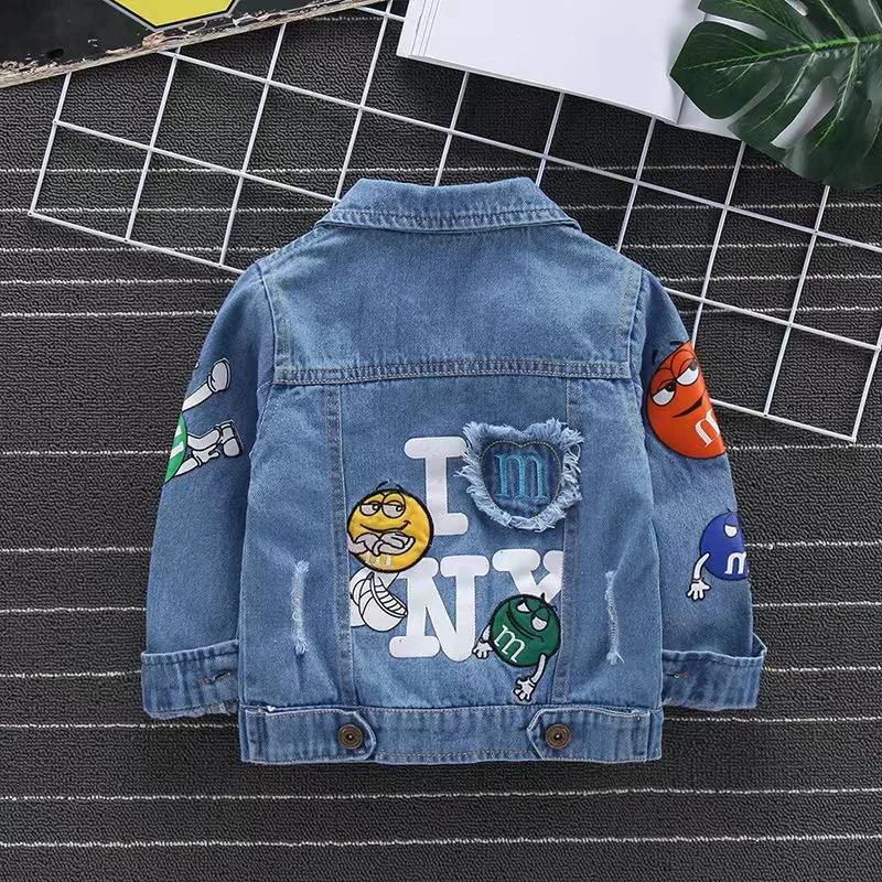Spring and Autumn Baby Denim Boys Fashion Jackets Coats Cartoon Fashion Outwear Coat for Children Kids Girls Casual Jacket