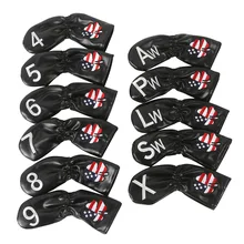 Soft PU Leather Customize Lucky Clover Number Golf Club Head cover 11PCS Iron Headcover Set
