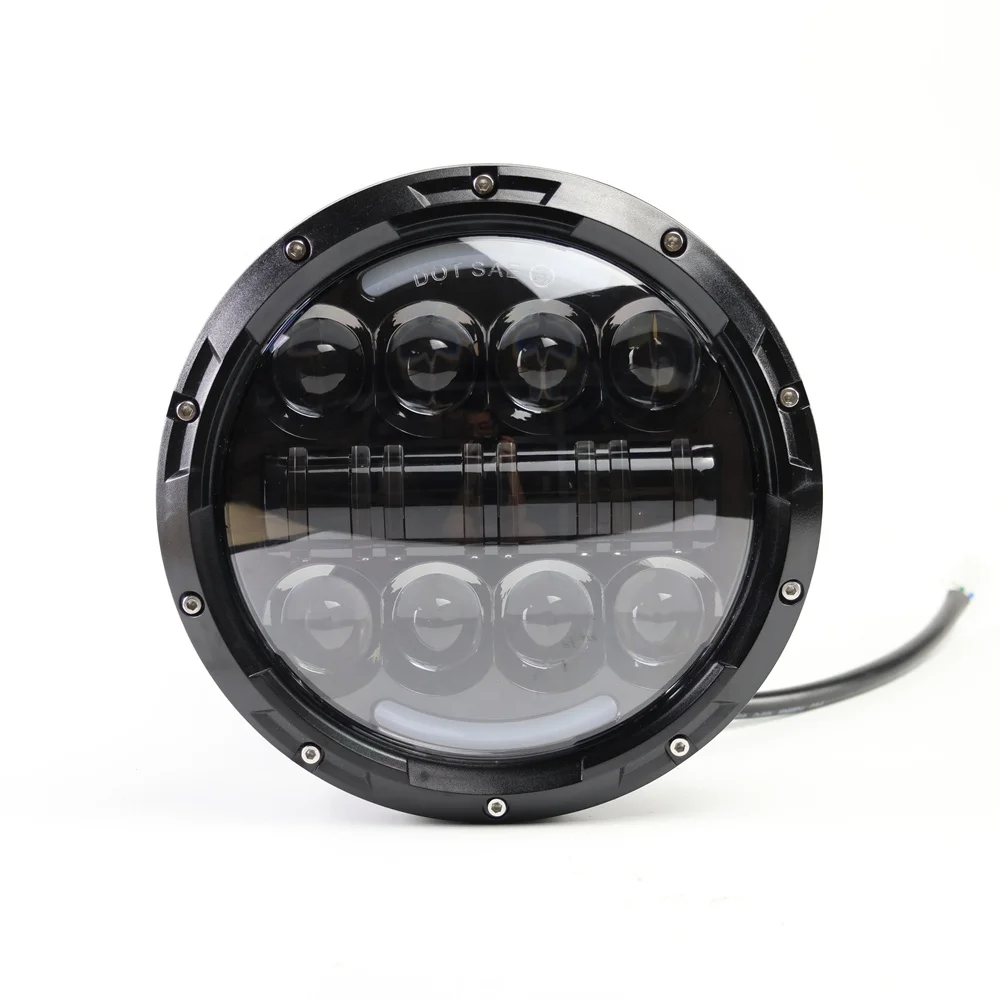 TIYPEOR 7Inch 60W Universal Round Motorcycle DRL Headlight Super Bright Car Auxiliary Fog Light