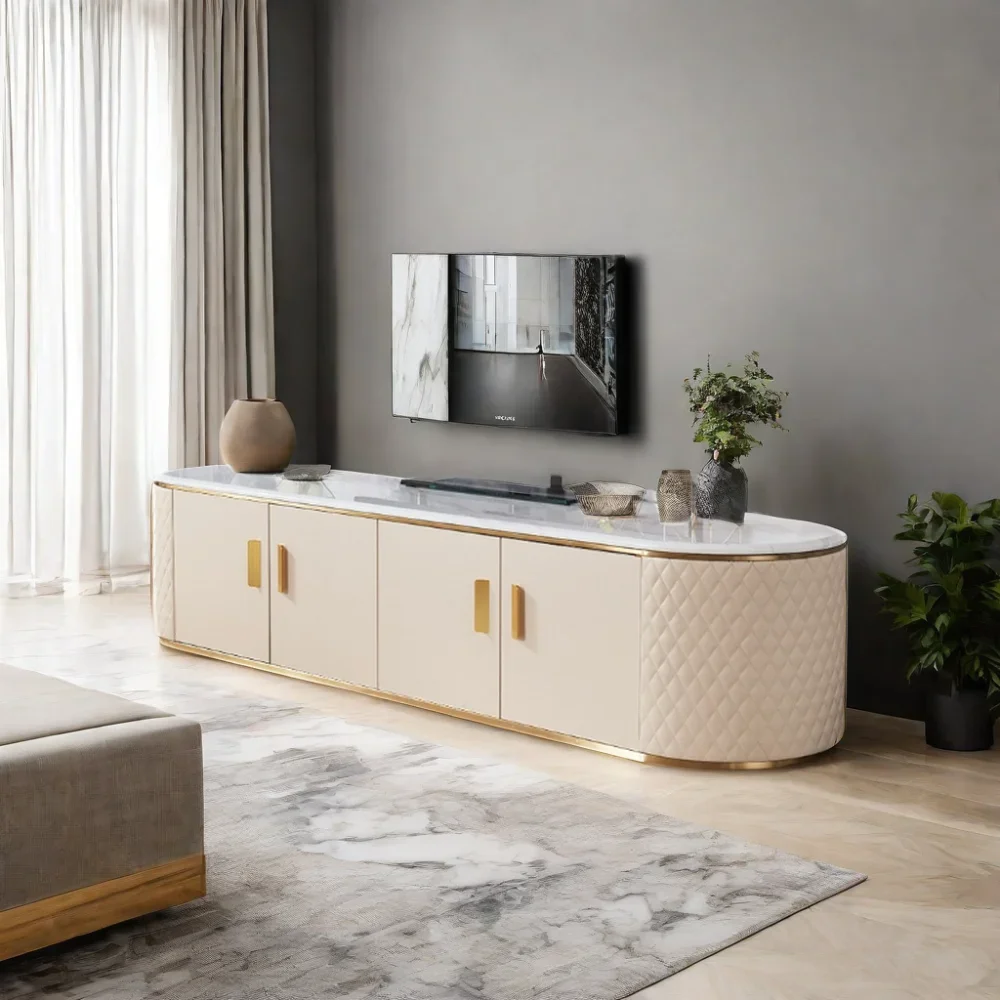 Popular 100 Inch Kenya Style Movable Wood Turkish Furniture Luxury Large New Design Modern Tv Stands