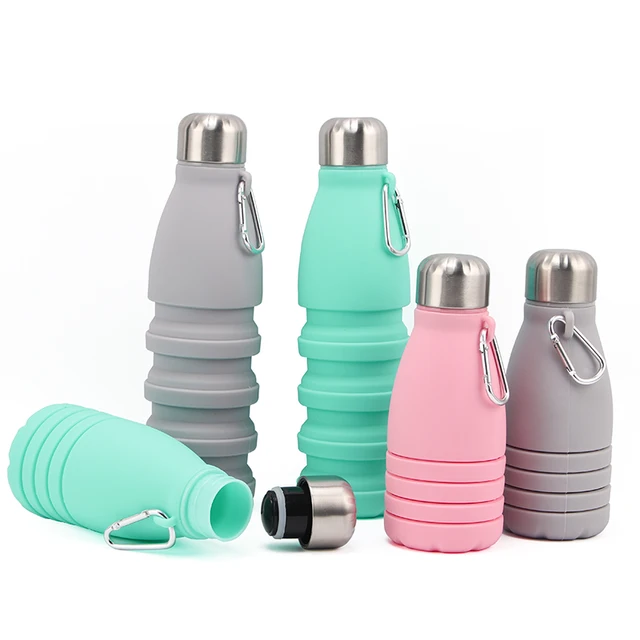 Foldable Silicone Travel Water Bottle Leak Proof, BPA-Free Collapsible Water Bottles