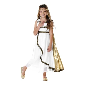 Kids Greek Goddess Costume Set with Gold Trim & Classic Design for Stage Performance Mythology Role Play Comfortable Breathable