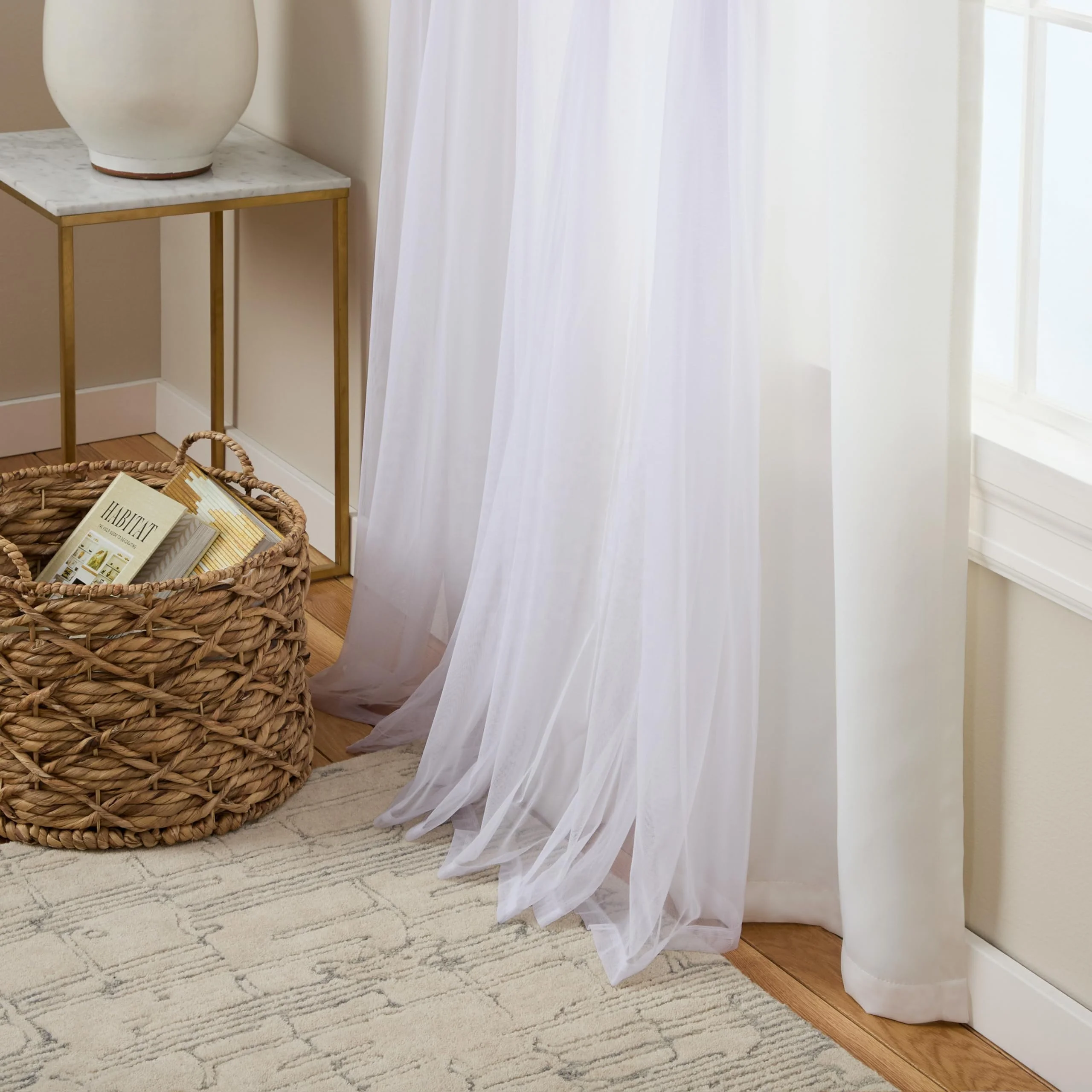 Bindi Luxury Double Layered Blackout and Sheer Grommet Top Curtains Sound Proof Voile Room Darkening Voile Curtains & Valances