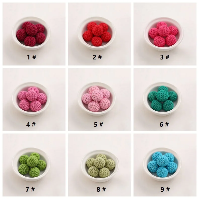 16mm Beads for Jewelry Making for Kids Crochet Bead Kit DIY Teething Toy Bracelet Teether Ring Knitting Ball  Handmade Beads