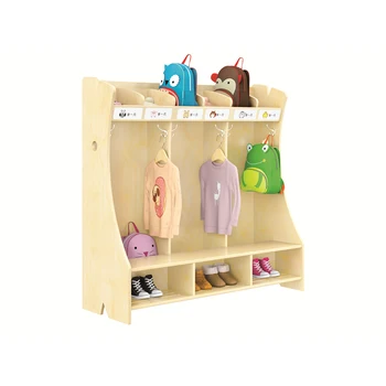 Clothes, hats and shoes cabinet wooden kindergarten furniture High quality baby storage cabinet with compartments