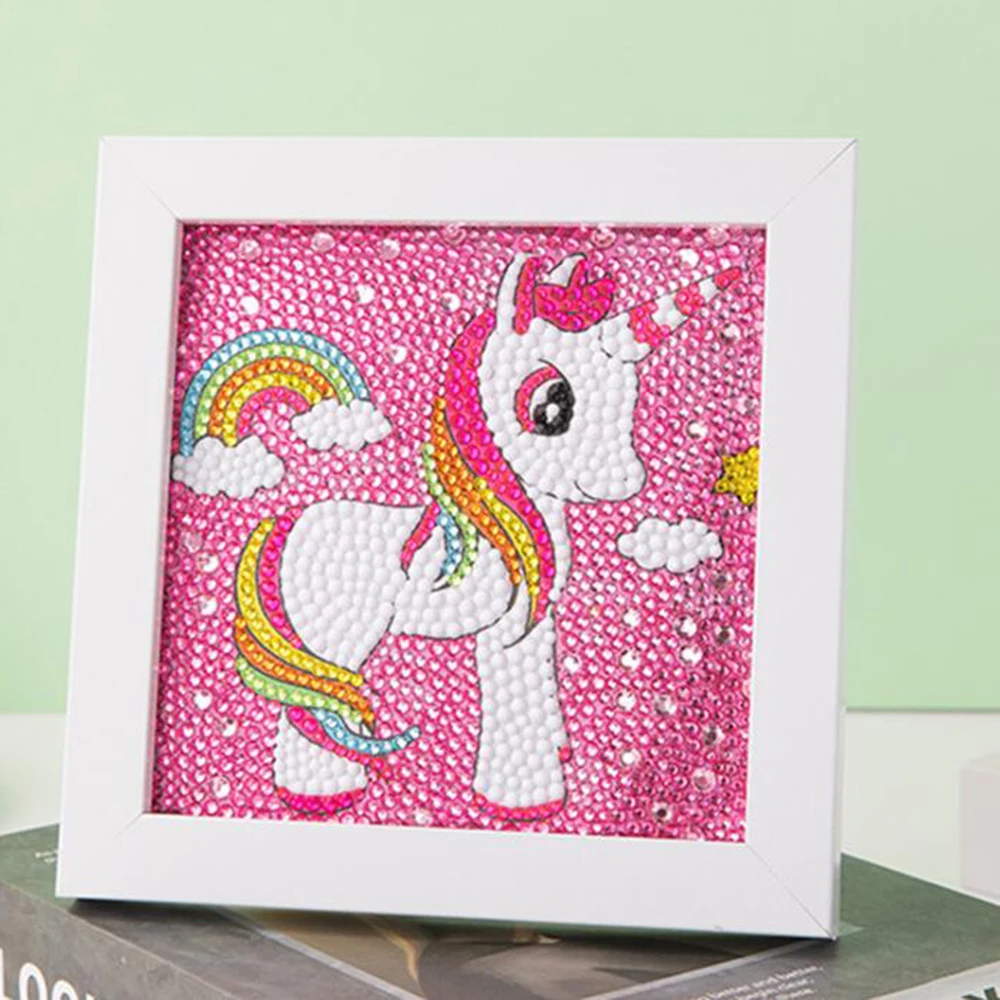 DIY Kids Diamond Painting by Number Kits Arts and Crafts Kits for Children Unicorn, 15x15CM