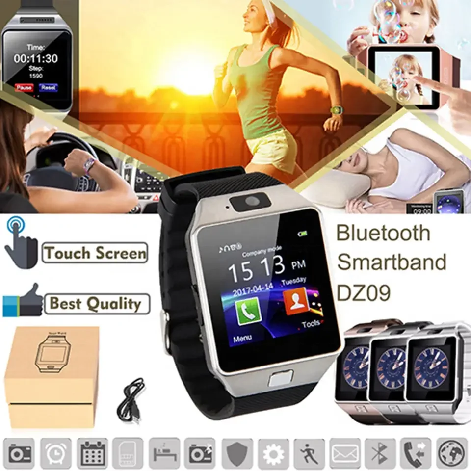 Reloj Inteligente Camera SIM Video Call WiFi Sports Tracking Dz09 Smart  Watch with Sim Card Men for Sumsung Android Mobile Phone
