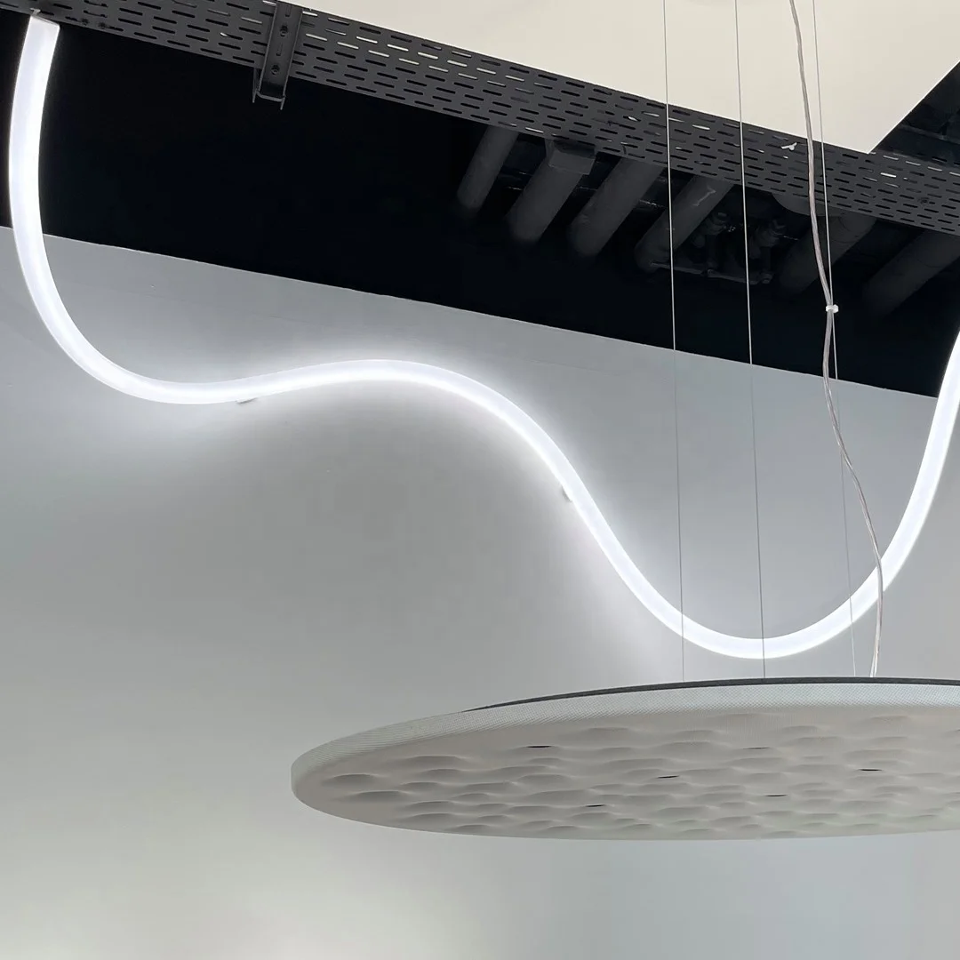 360 градусов RGB неоновый Светодиодный линейный подвесной светильник 3000K 4000K 6000K красный зеленый цвет офисный ресторан люстра