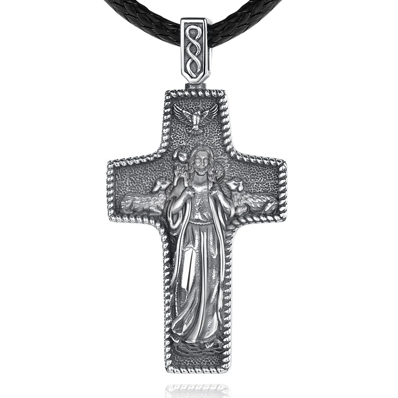 925 Sterling Silver Jesus Cross Necklace for Men & Women