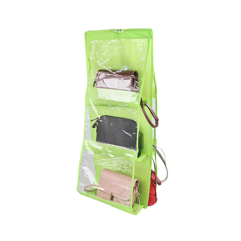 Source 6 Pocket Hanging Handbag Organizer for Wardrobe Closet Transparent  Storage Bag Door Wall Clear Sundry Shoe Bag with Hanger Pouch on  m.