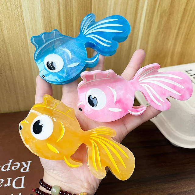 New Acetic Acid Ocean Series Gripper Cute Simulation Goldfish Shaped Shark Clip Fashionable Design Sense and Unique Hair Claws